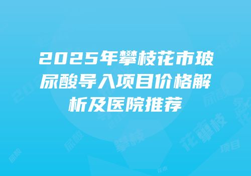 2025年攀枝花市玻尿酸导入项目价格解析及医院推荐