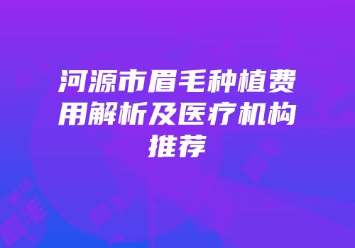 河源市眉毛种植费用解析及医疗机构推荐