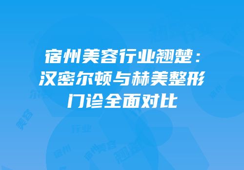 宿州美容行业翘楚：汉密尔顿与赫美整形门诊全面对比