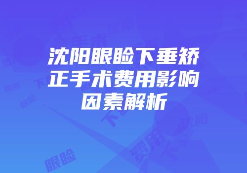 沈阳眼睑下垂矫正手术费用影响因素解析