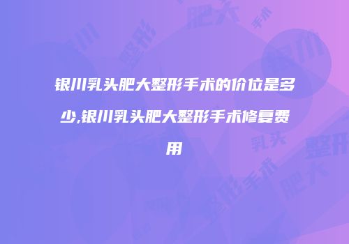 银川乳头肥大整形手术的价位是多少,银川乳头肥大整形手术修复费用
