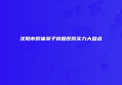 沈阳市假体鼻子修复医院实力大盘点