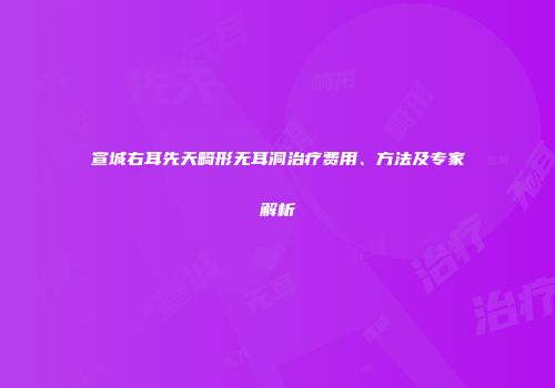 宣城右耳先天畸形无耳洞治疗费用、方法及专家解析