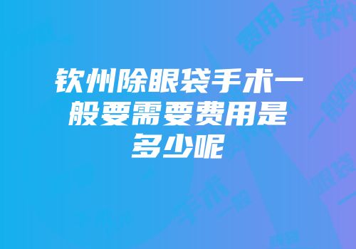 钦州除眼袋手术一般要需要费用是多少呢