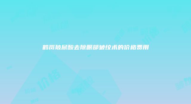 鹤岗玻尿酸去除眼部皱纹术的价格费用