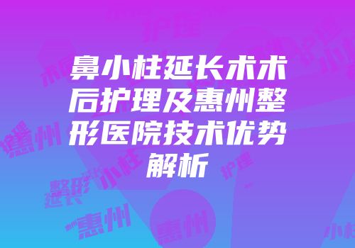 鼻小柱延长术术后护理及惠州整形医院技术优势解析