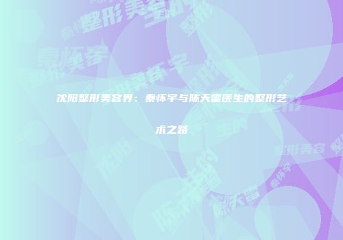 沈阳整形美容界：秦怀宇与陈天雷医生的整形艺术之路