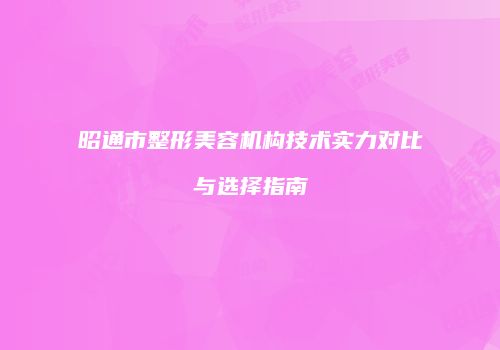 昭通市整形美容机构技术实力对比与选择指南