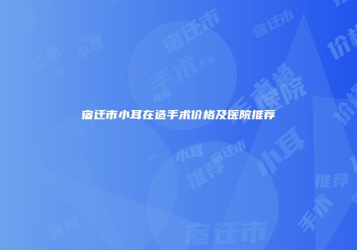 宿迁市小耳在造手术价格及医院推荐