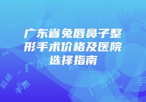 广东省兔唇鼻子整形手术价格及医院选择指南