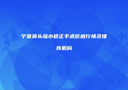 宁夏鼻头缩小矫正手术价格行情及推荐机构