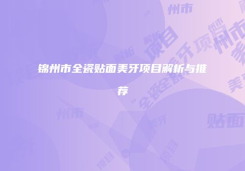 锦州市全瓷贴面美牙项目解析与推荐
