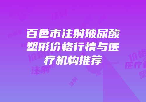 百色市注射玻尿酸塑形价格行情与医疗机构推荐