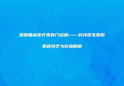 昆明碧本医疗美容门诊部——刘洋医生整形美容技艺与价格解析