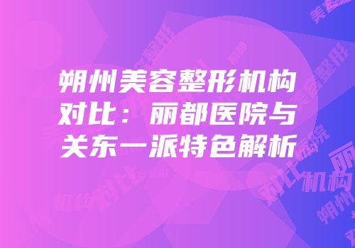朔州美容整形机构对比：丽都医院与关东一派特色解析