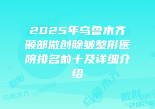 2025年乌鲁木齐颞部微创除皱整形医院排名前十及详细介绍