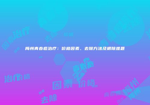 梅州青春痘治疗：价格因素、去除方法及根除难题