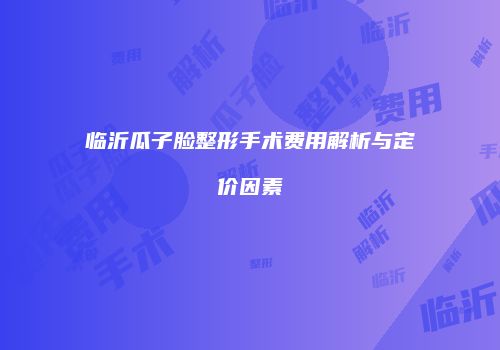 临沂瓜子脸整形手术费用解析与定价因素