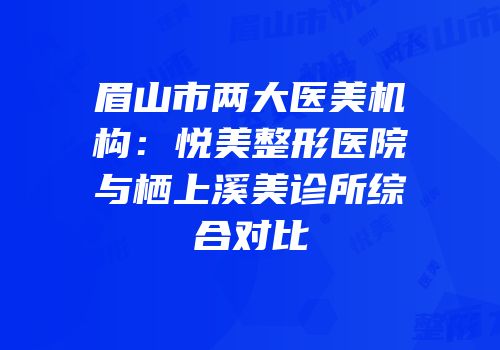 眉山市两大医美机构：悦美整形医院与栖上溪美诊所综合对比