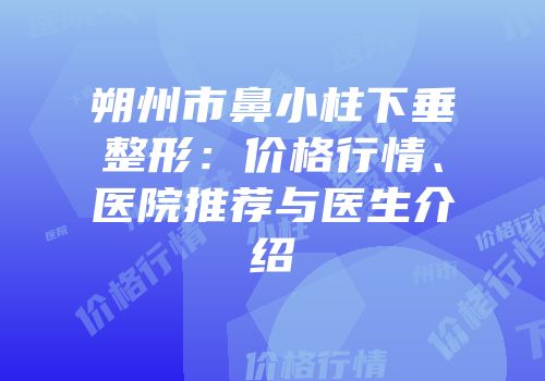 朔州市鼻小柱下垂整形：价格行情、医院推荐与医生介绍