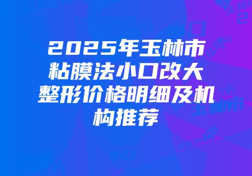 2025年玉林市粘膜法小口改大整形价格明细及机构推荐