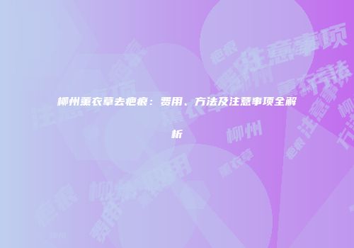 柳州薰衣草去疤痕：费用、方法及注意事项全解析