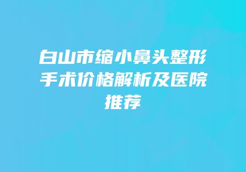 白山市缩小鼻头整形手术价格解析及医院推荐