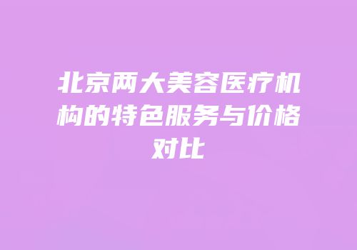 北京两大美容医疗机构的特色服务与价格对比