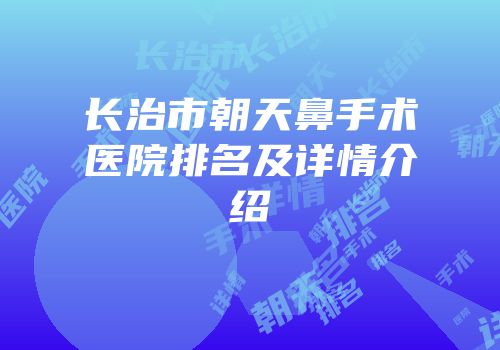 长治市朝天鼻手术医院排名及详情介绍