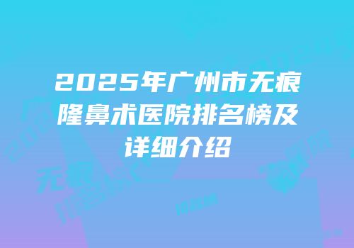 2025年广州市无痕隆鼻术医院排名榜及详细介绍