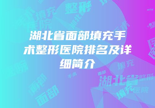 湖北省面部填充手术整形医院排名及详细简介