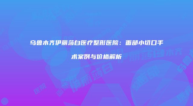乌鲁木齐伊丽莎白医疗整形医院：面部小切口手术案例与价格解析