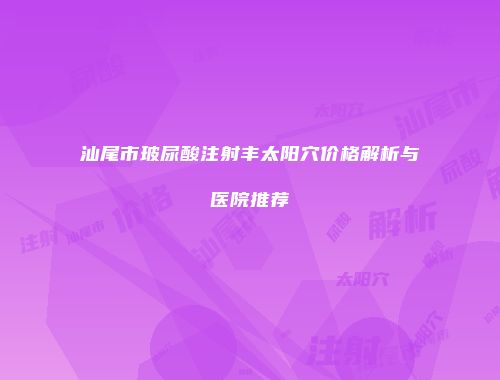 汕尾市玻尿酸注射丰太阳穴价格解析与医院推荐