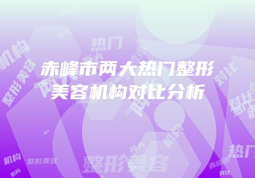 赤峰市两大热门整形美容机构对比分析