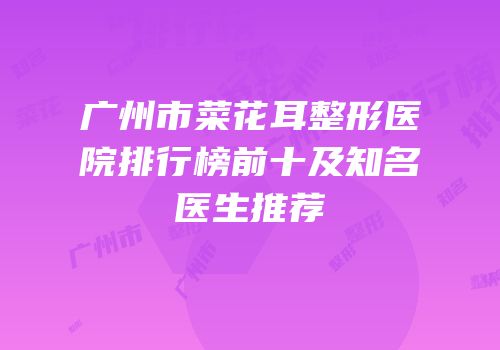 广州市菜花耳整形医院排行榜前十及知名医生推荐