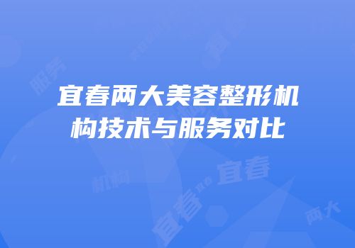 宜春两大美容整形机构技术与服务对比