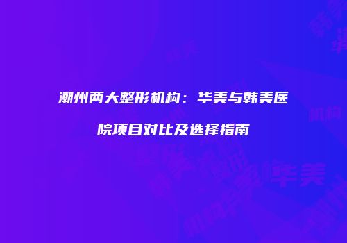 潮州两大整形机构：华美与韩美医院项目对比及选择指南
