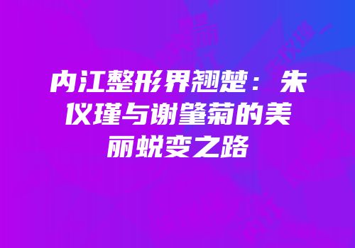 内江整形界翘楚：朱仪瑾与谢肇菊的美丽蜕变之路