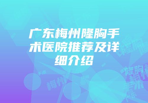 广东梅州隆胸手术医院推荐及详细介绍