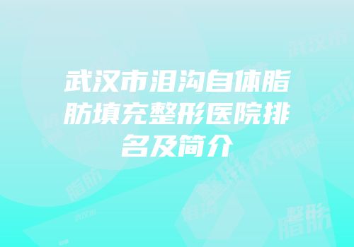 武汉市泪沟自体脂肪填充整形医院排名及简介