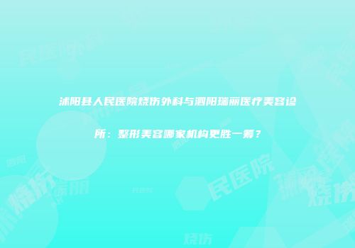 沭阳县人民医院烧伤外科与泗阳瑞丽医疗美容诊所：整形美容哪家机构更胜一筹？