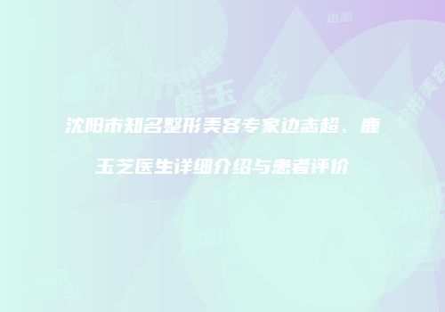 沈阳市知名整形美容专家边志超、鹿玉芝医生详细介绍与患者评价