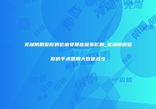 芜湖阴唇整形的价格受那些因素影响_芜湖阴唇整形的手术费用大致是多少