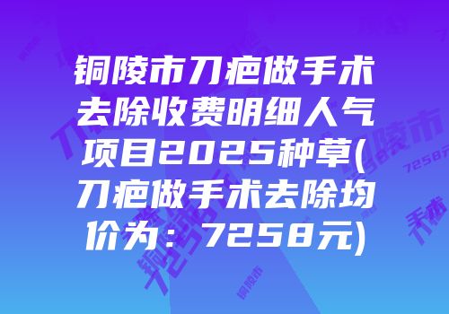 铜陵市刀疤做手术去除收费明细人气项目2025种草(刀疤做手术去除均价为：7258元)