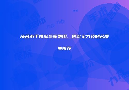 茂名市手术缩鼻翼费用、医院实力及知名医生推荐