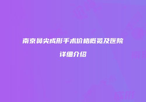 南京鼻尖成形手术价格概览及医院详细介绍