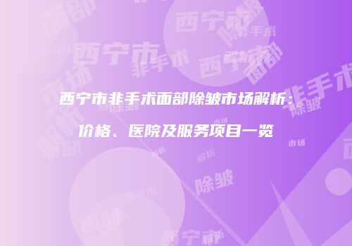 西宁市非手术面部除皱市场解析：价格、医院及服务项目一览
