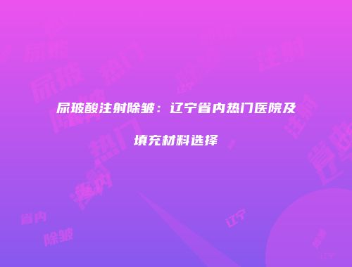 尿玻酸注射除皱：辽宁省内热门医院及填充材料选择