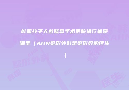韩国孩子大做隆鼻手术医院排行都是哪里（AHN整形外科是整形好的医生）
