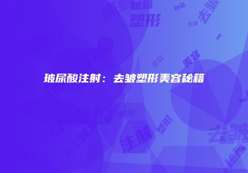 玻尿酸注射：去皱塑形美容秘籍